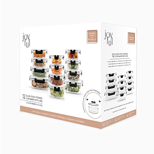 Glass Storage Container with Lid - Pack of 12