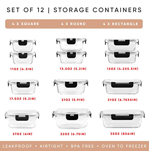 Glass Storage Container with Lid - Pack of 12