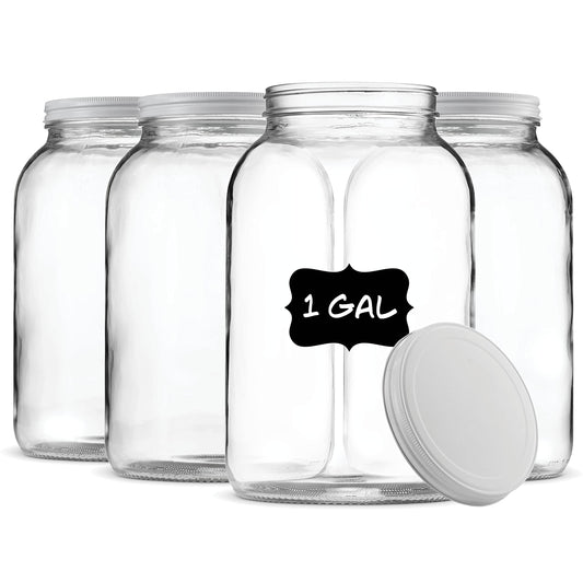 1 Gallon Glass Jar with Metal Lid - Pack of 4
