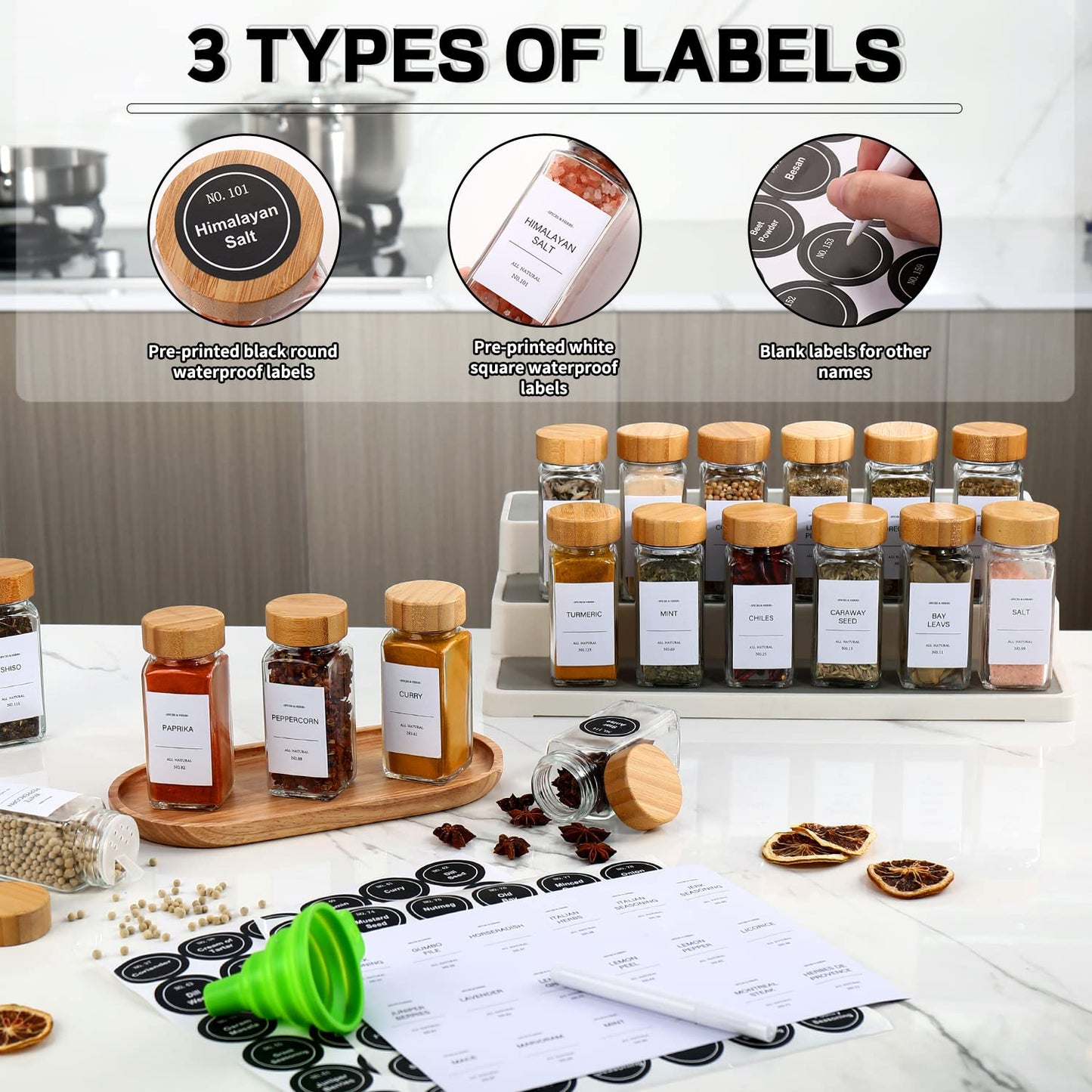 4 oz. Glass Spice Jar with Label - Pack of 24