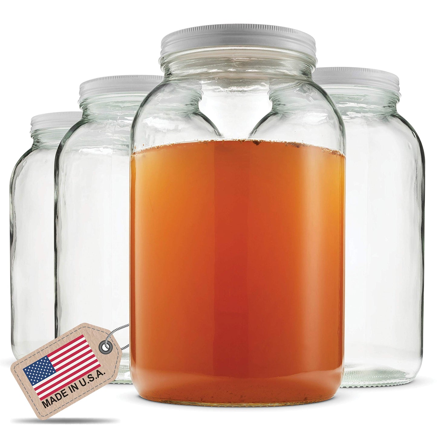 1 Gallon Glass Jar with Metal Lid - Pack of 4